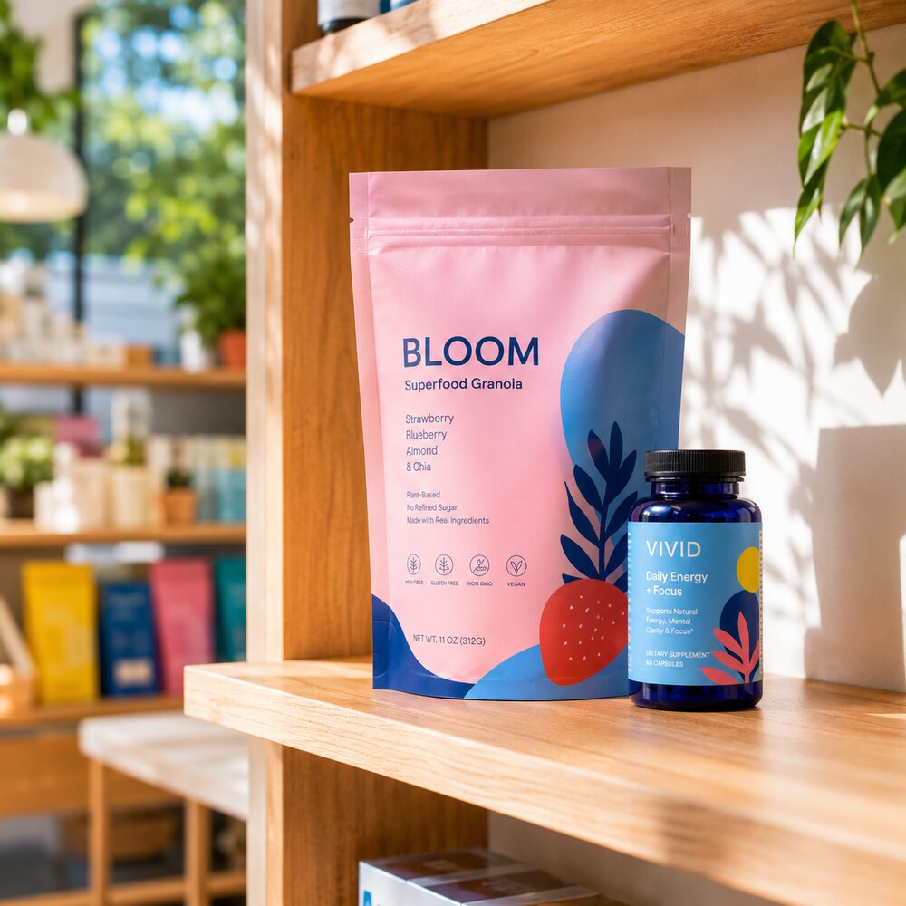 Premium CPG products on a sunlit retail shelf — Ghost Creative