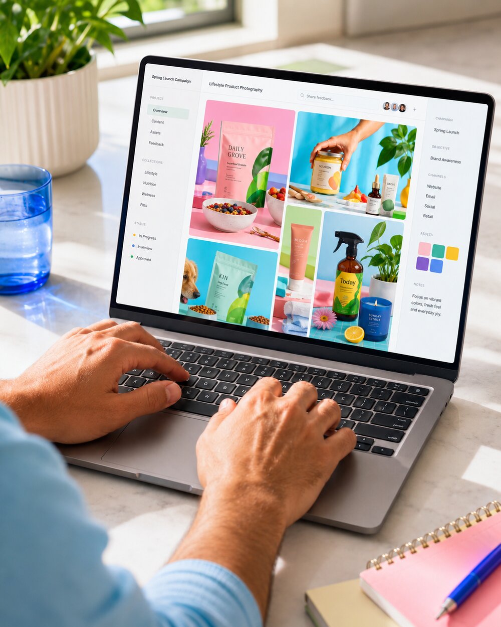 A creative professional working alongside a brand team